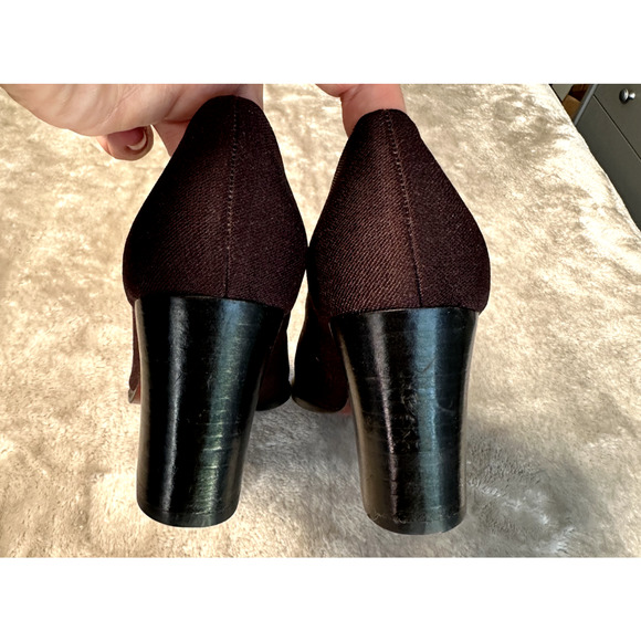 Evan Picone Vintage Brown Fabric Square Toe Block Heels Size 6.5 Y2K 90s Office - Picture 4 of 7